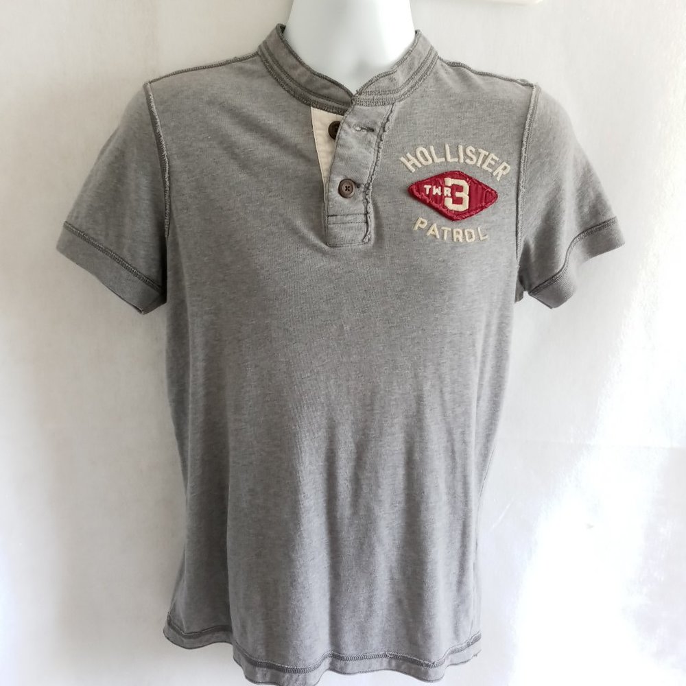 Buttoned Henley Hollister Grey Shirt Size Medium - Picture 3 of 6